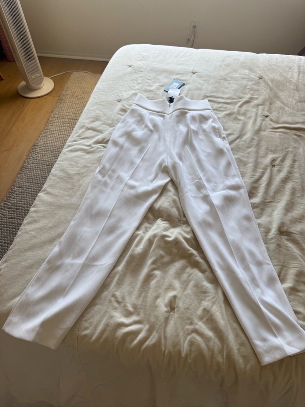 Pinko White High-Rise Straight-Leg Trousers